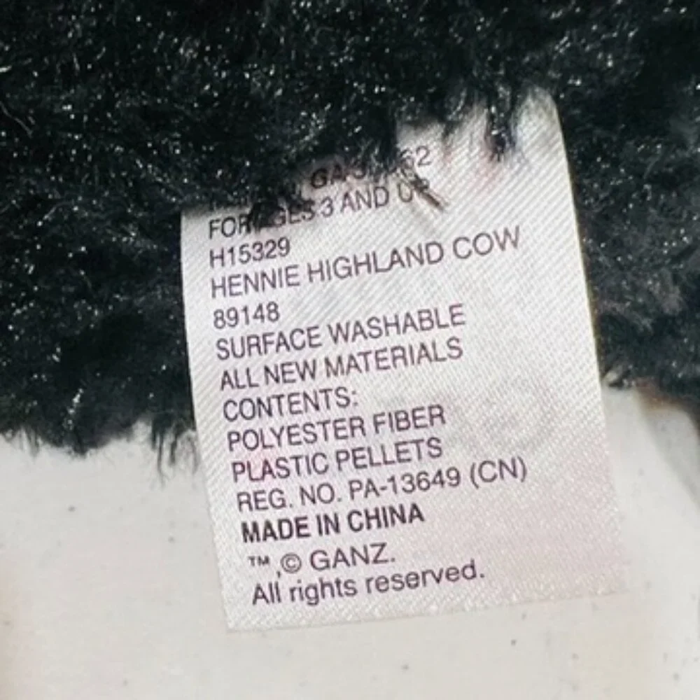 Baby Ganz H15329 HENNIE HIGHLAND COW Black Plush Stuffed Animal NWT RARE - Picture 5 of 7